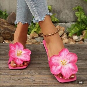 Vibrant Pink Floral Women's Sandals